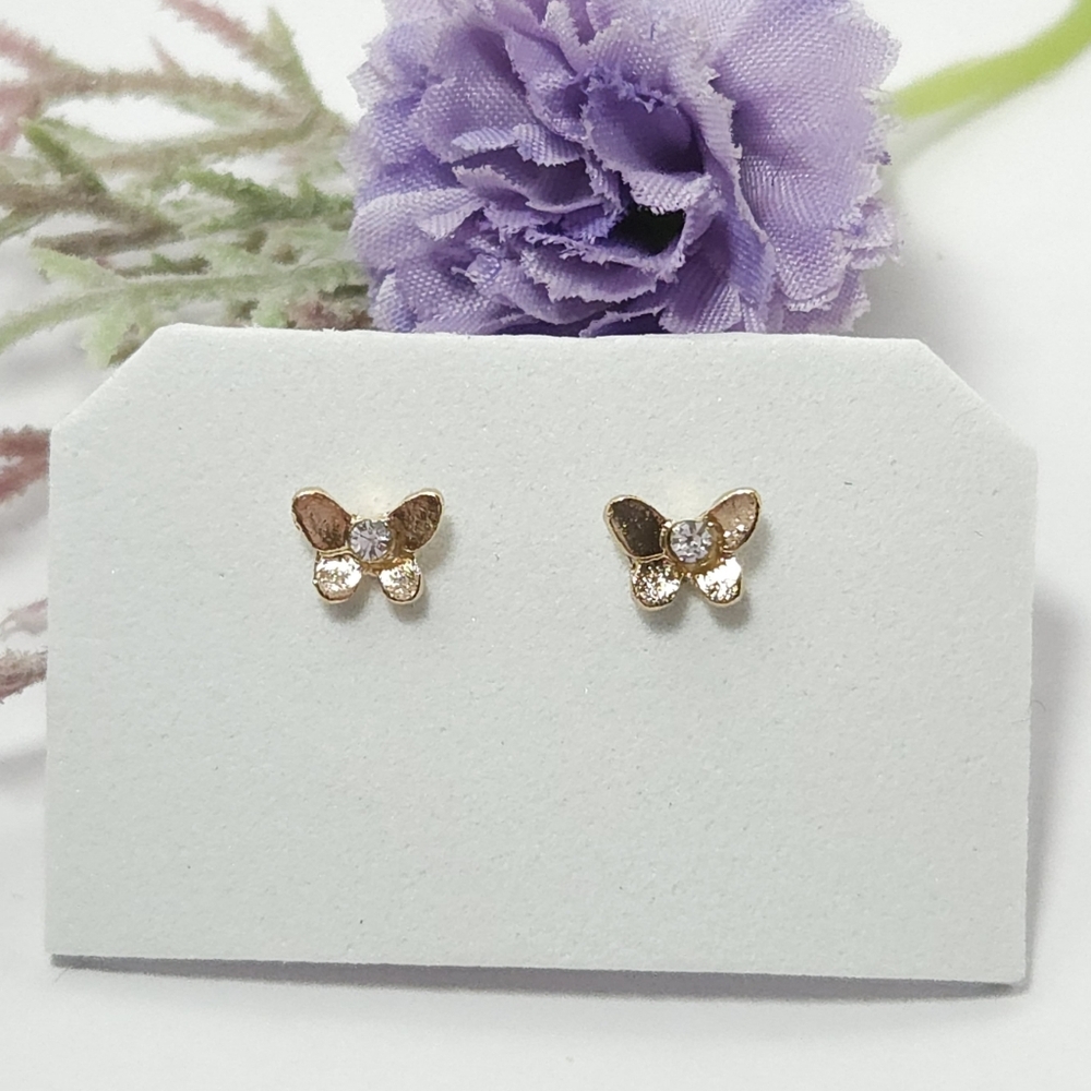 Dainty Crystal Butterfly Gold Plated Stud Earrings Designer Earrings